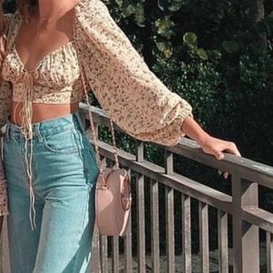 Verge girl cropped yellow floral top